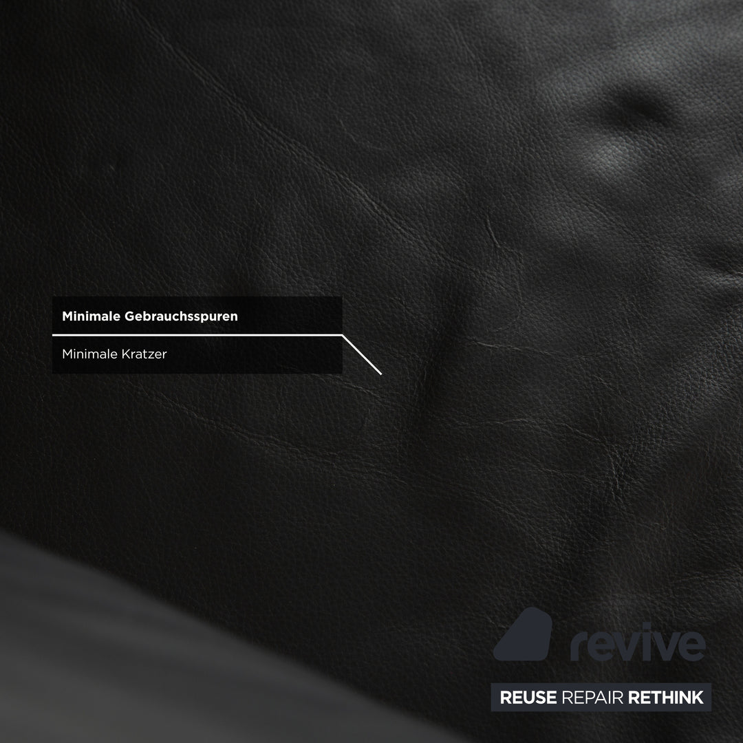 Laauser Atlanta Leder Dreisitzer Schwarz Sofa Couch