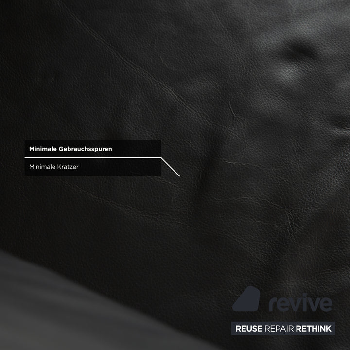 Laauser Atlanta Leder Dreisitzer Schwarz Sofa Couch