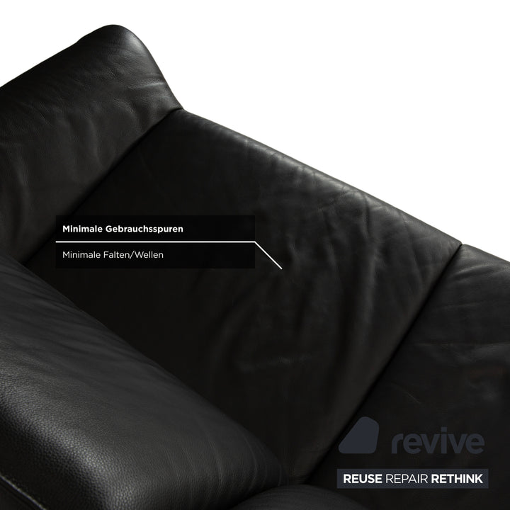 Laauser Atlanta Leder Dreisitzer Schwarz Sofa Couch