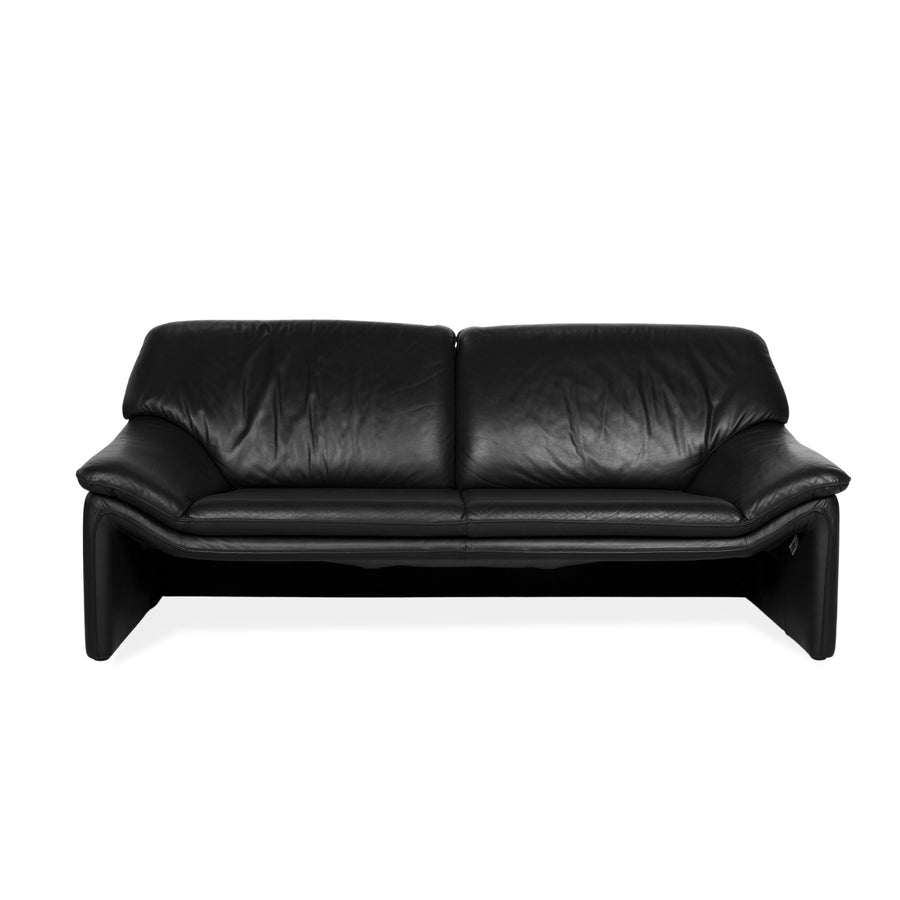 Laauser Atlanta Leather Three Seater Black Sofa Couch
