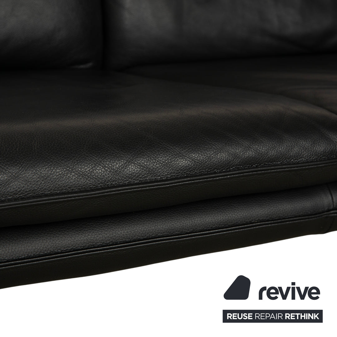 Laauser Atlanta Leder Dreisitzer Schwarz Sofa Couch