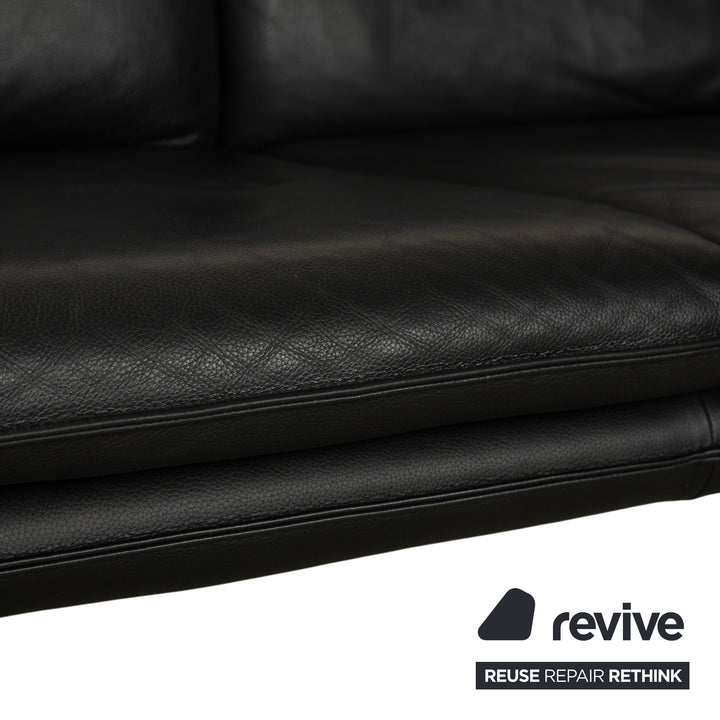 Laauser Atlanta Leder Dreisitzer Schwarz Sofa Couch
