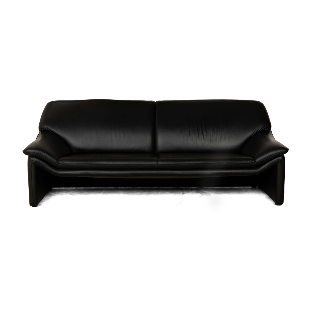 Laauser Atlanta Leather Three Seater Black Sofa Couch