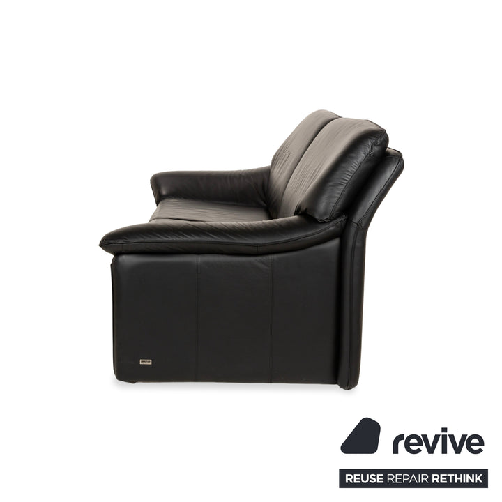 Laauser Atlanta Leather Three Seater Black Sofa Couch