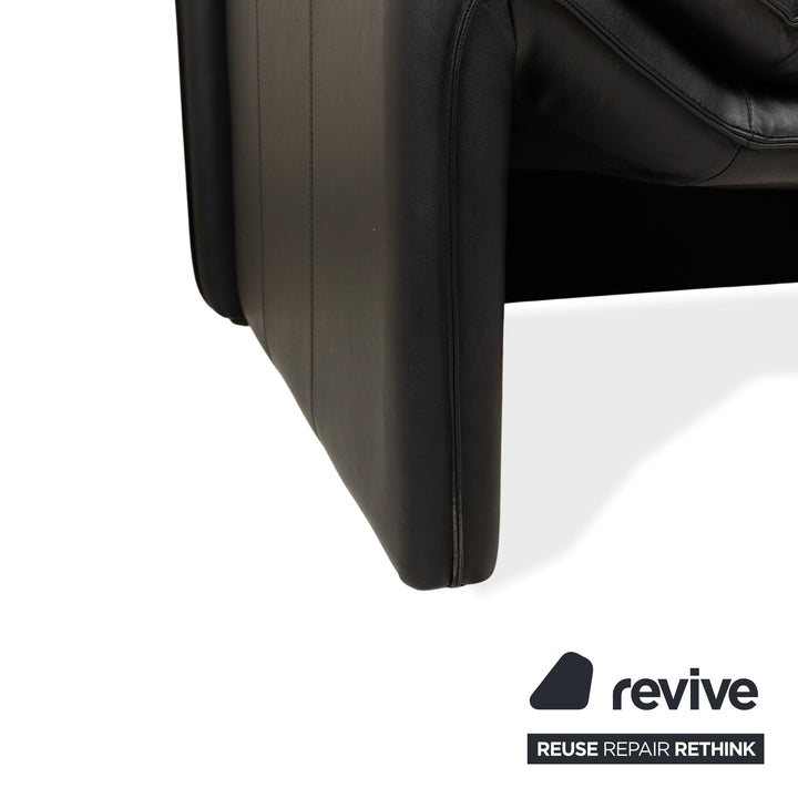 Laauser Atlanta Leather Three Seater Black Sofa Couch