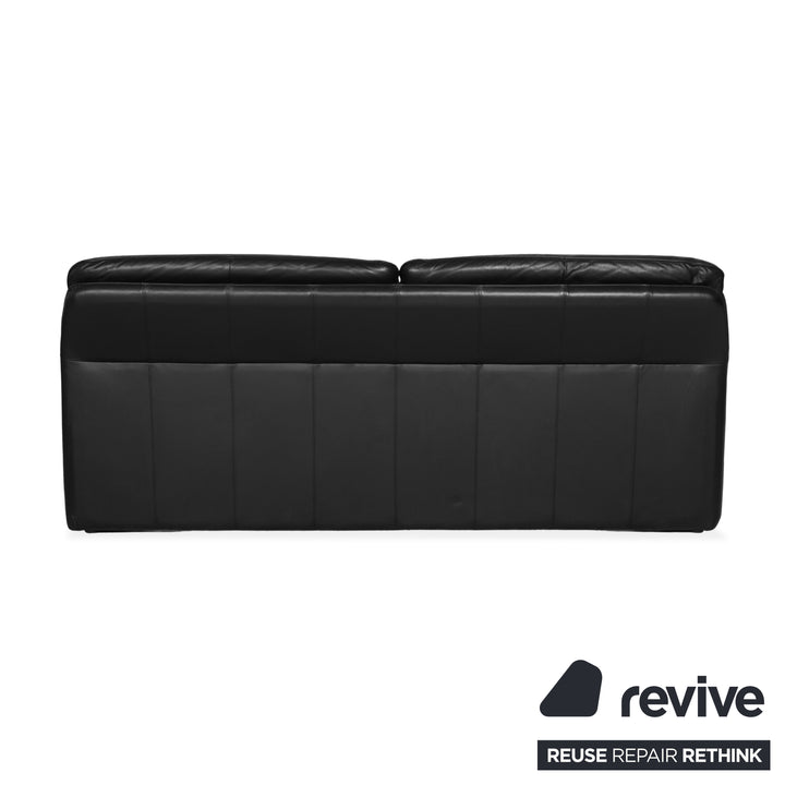 Laauser Atlanta Leather Three Seater Black Sofa Couch