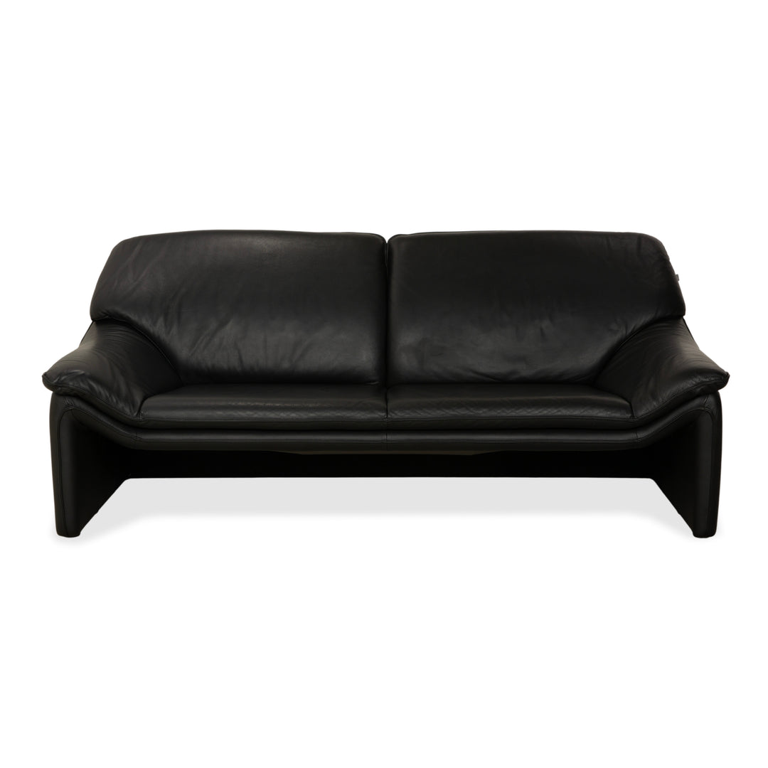 Laauser Atlanta Leder Dreisitzer Schwarz Sofa Couch