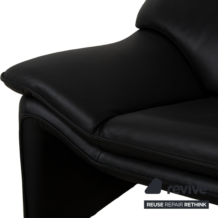 Laauser Atlanta Leather Three-Seater Black Sofa Couch