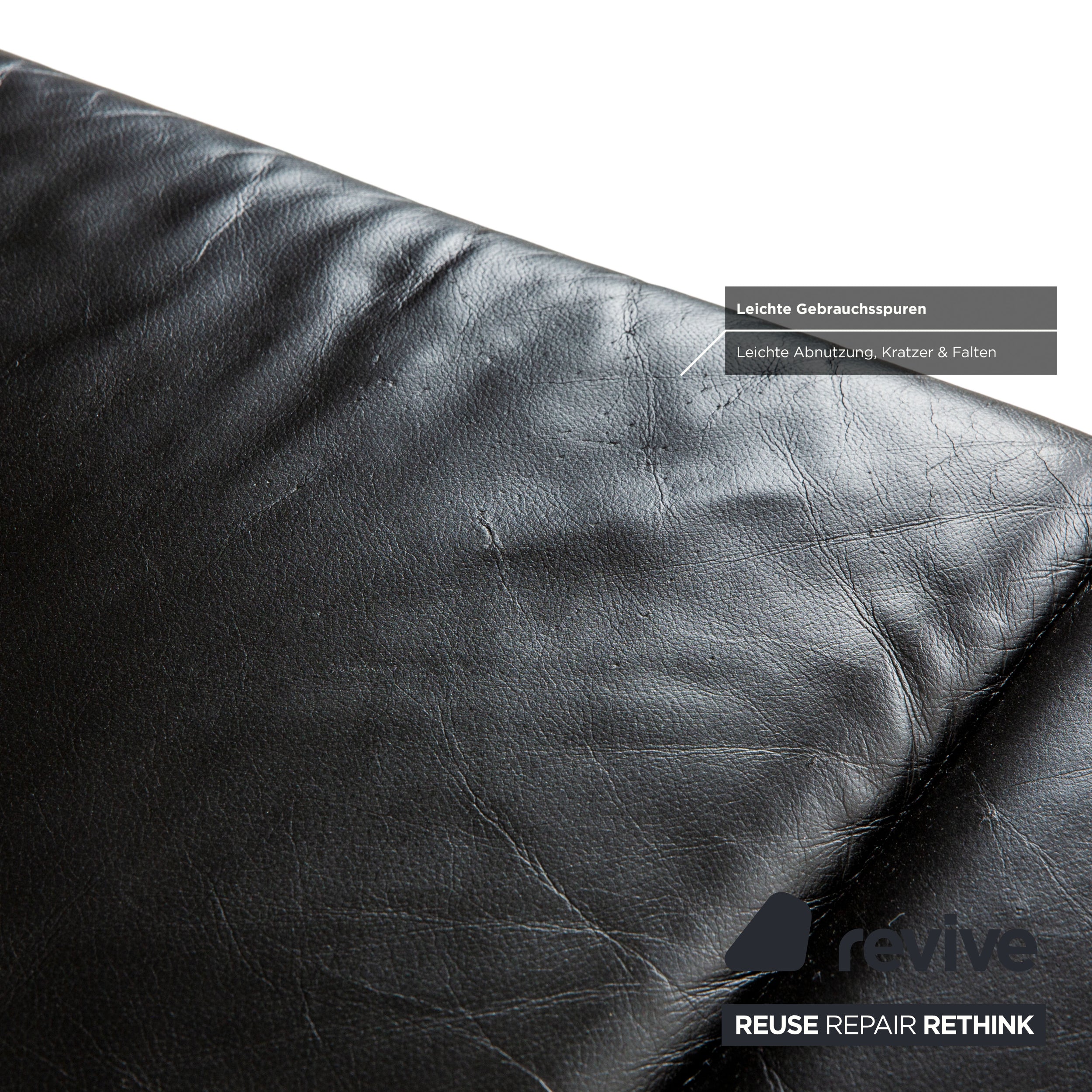 Laauser Atlanta Leather Three Seater Black Sofa Couch