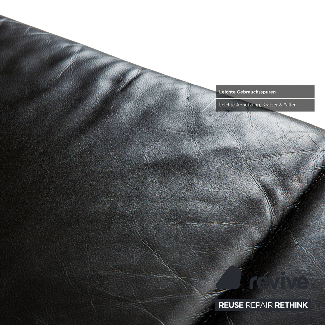 Laauser Atlanta Leder Dreisitzer Schwarz Sofa Couch