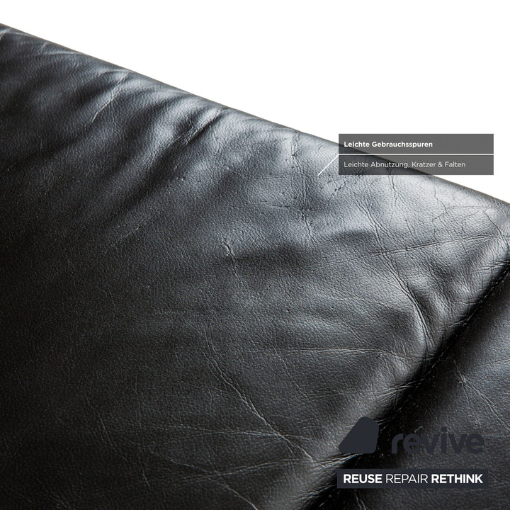 Laauser Atlanta Leder Dreisitzer Schwarz Sofa Couch