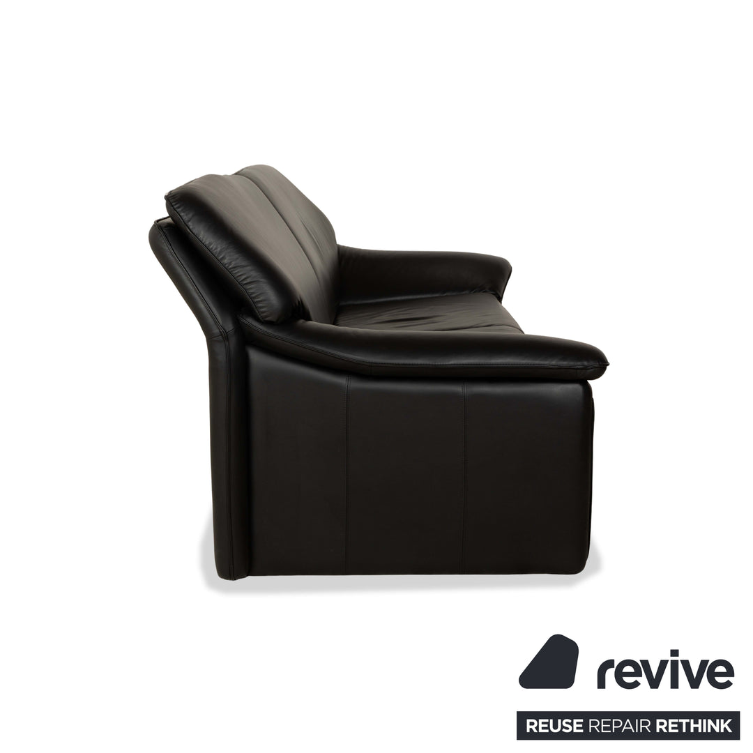 Laauser Atlanta Leather Three Seater Black Sofa Couch