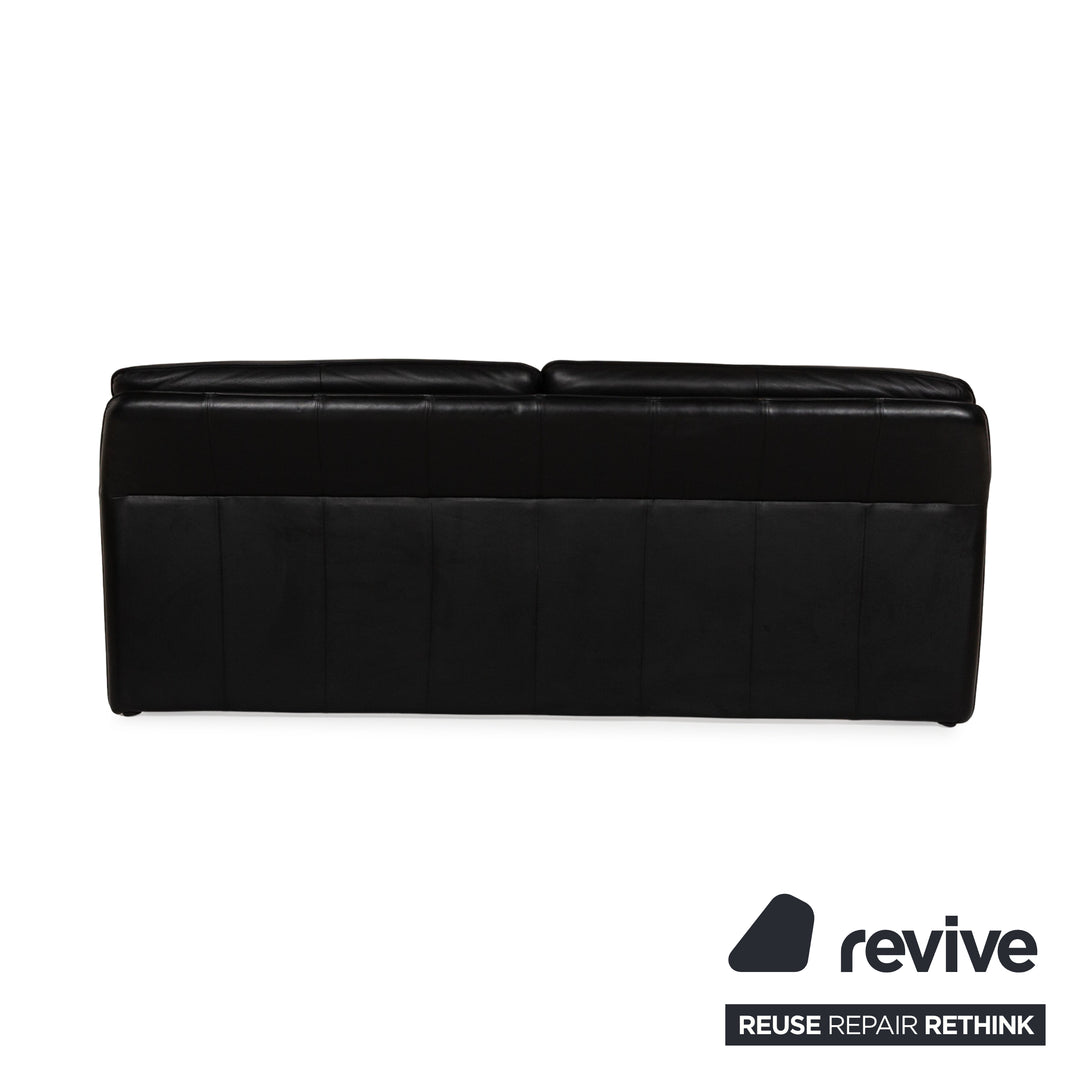 Laauser Atlanta Leather Three Seater Black Sofa Couch