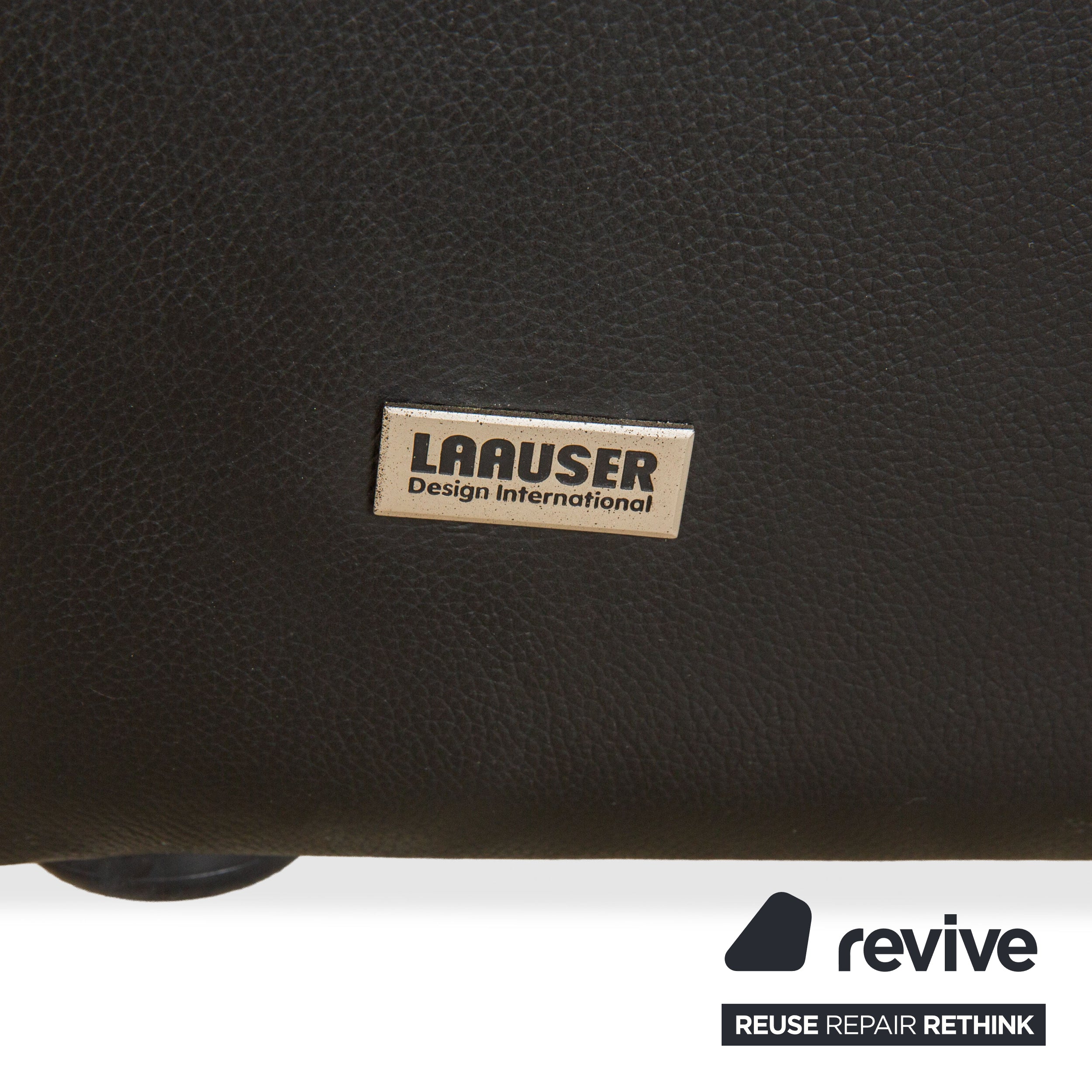 Laauser Atlanta Leather Three Seater Black Sofa Couch