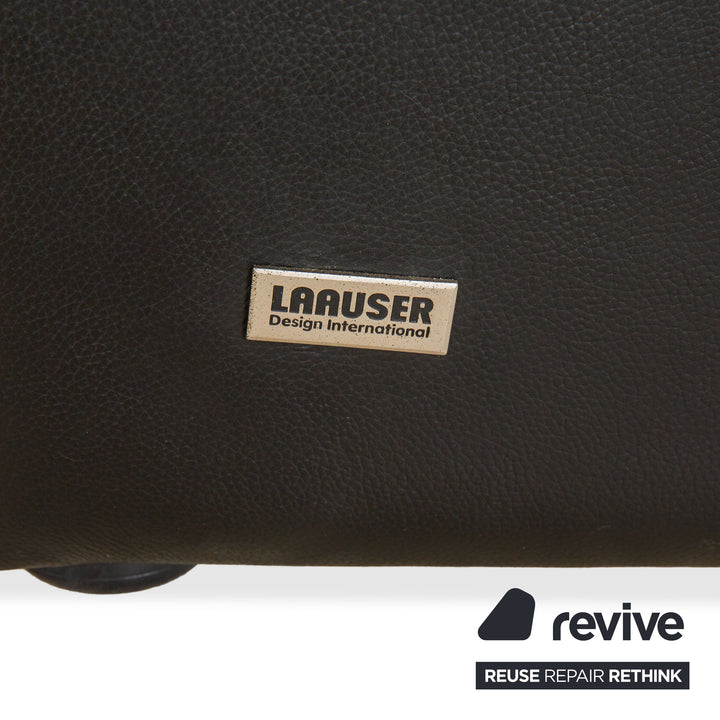 Laauser Atlanta Leder Dreisitzer Schwarz Sofa Couch