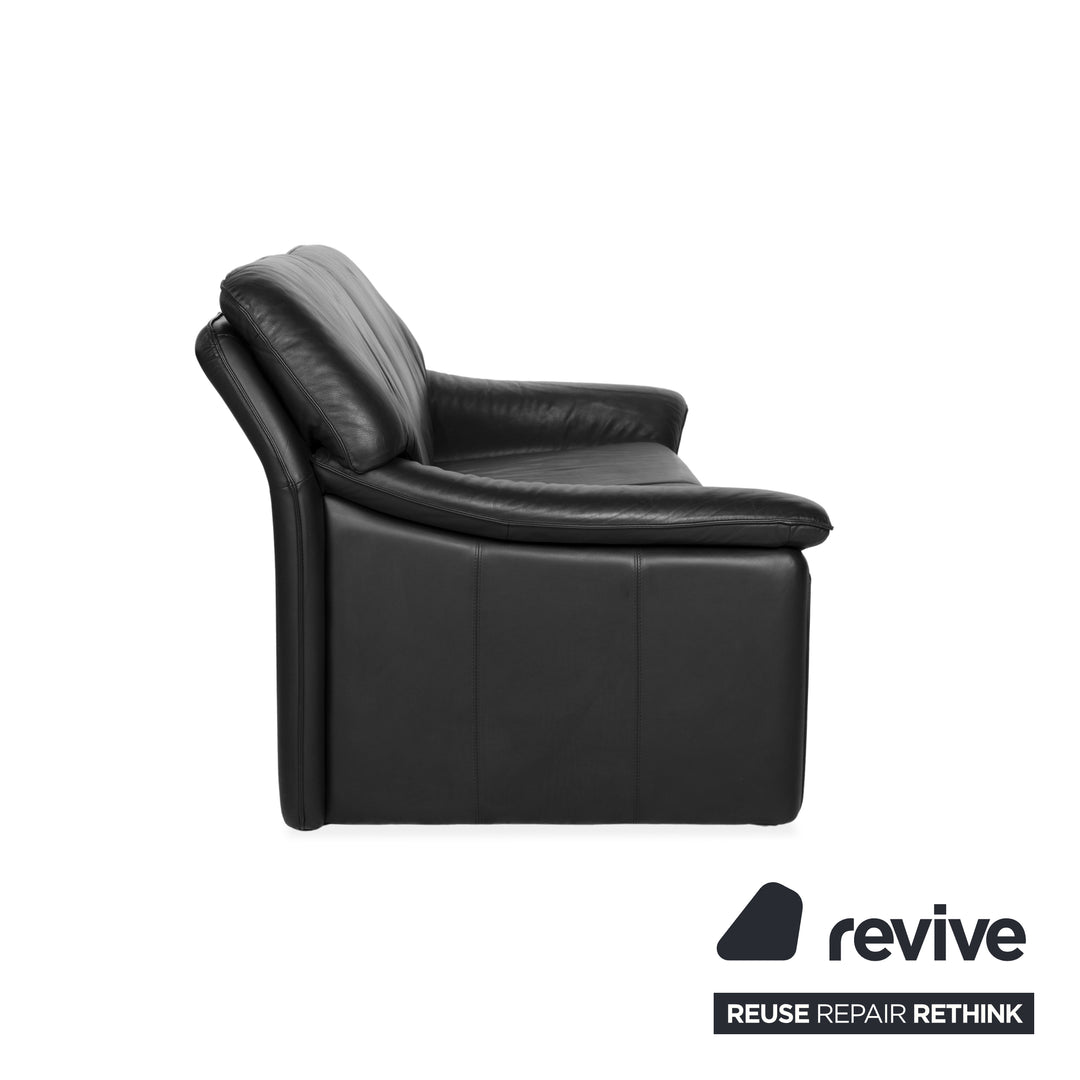 Laauser Atlanta Leather Three Seater Black Sofa Couch