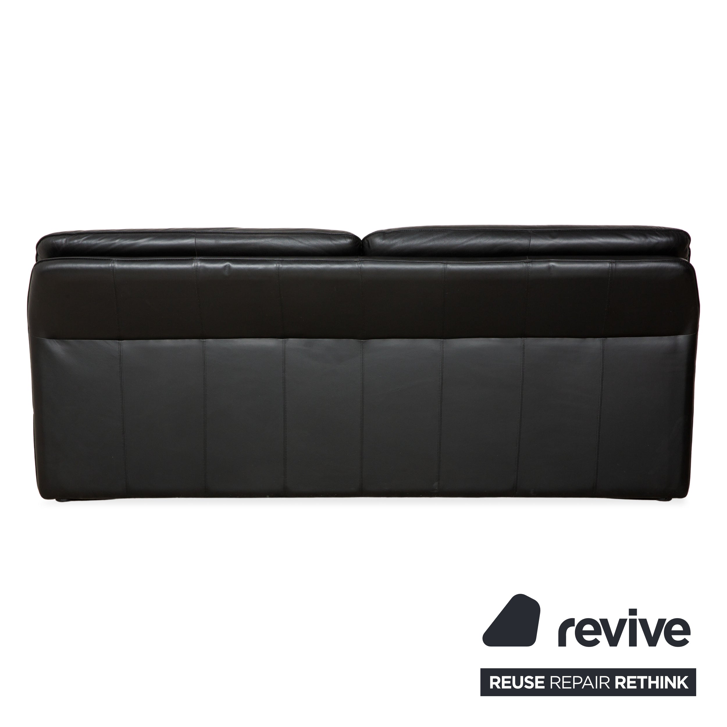 Laauser Atlanta Leather Three Seater Black Sofa Couch
