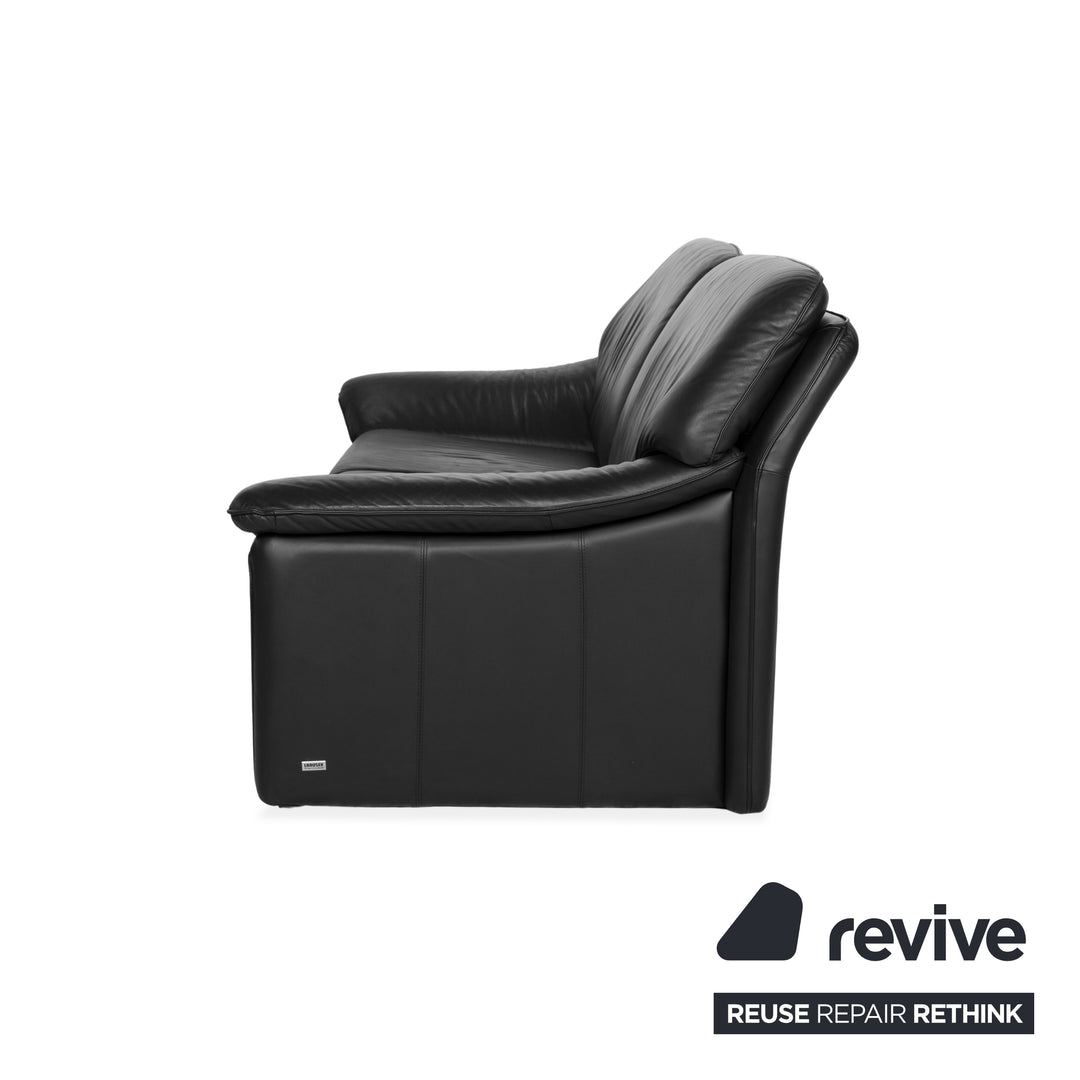 Laauser Atlanta Leather Three Seater Black Sofa Couch