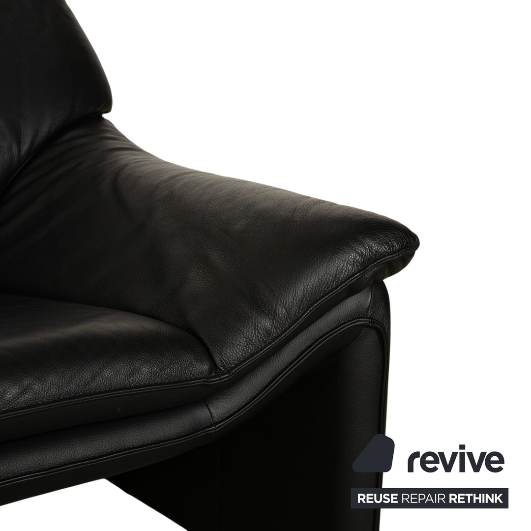 Laauser Atlanta Leder Dreisitzer Schwarz Sofa Couch