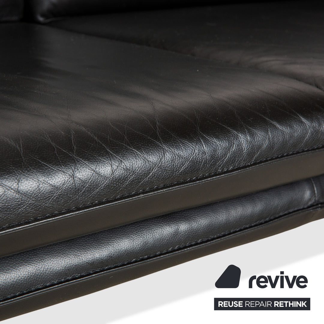 Laauser Atlanta Leder Dreisitzer Schwarz Sofa Couch