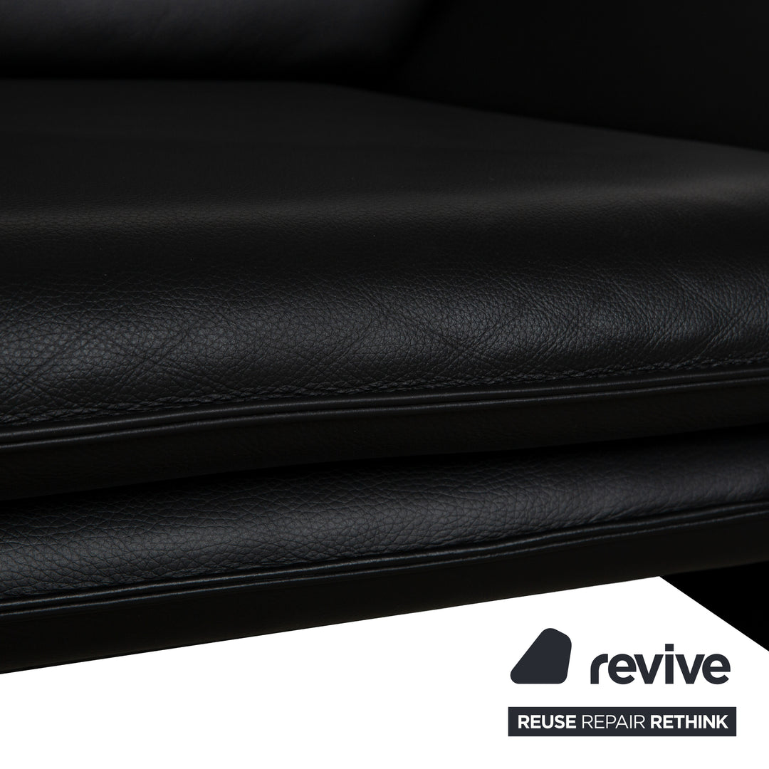 Laauser Atlanta Leather Three-Seater Black Sofa Couch