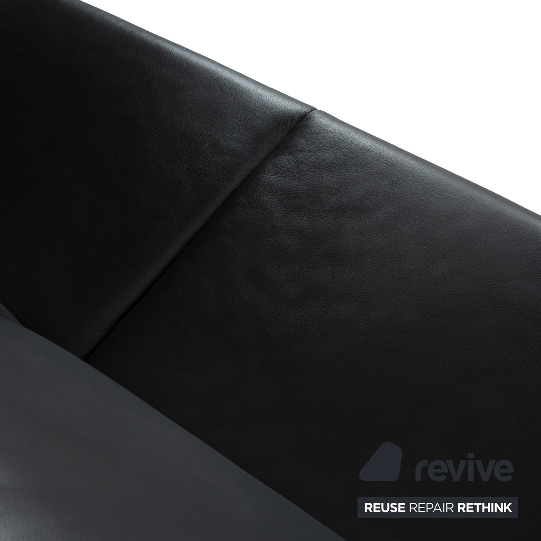 Laauser Atlanta Leather Three-Seater Black Sofa Couch