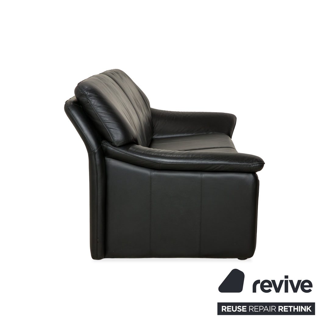 Laauser Atlanta Leder Dreisitzer Schwarz Sofa Couch