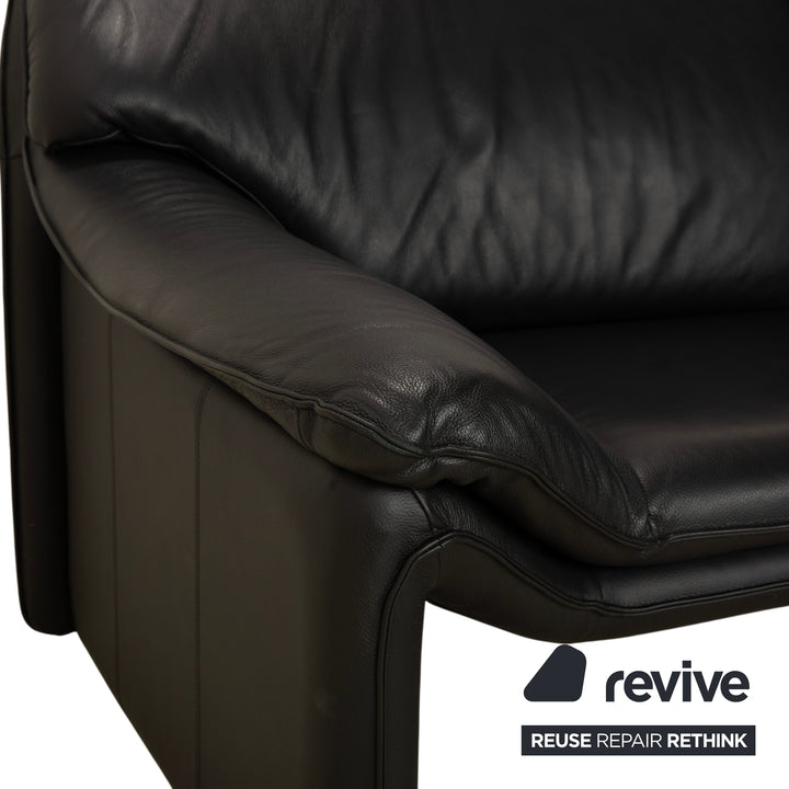 Laauser Atlanta Leder Dreisitzer Schwarz Sofa Couch