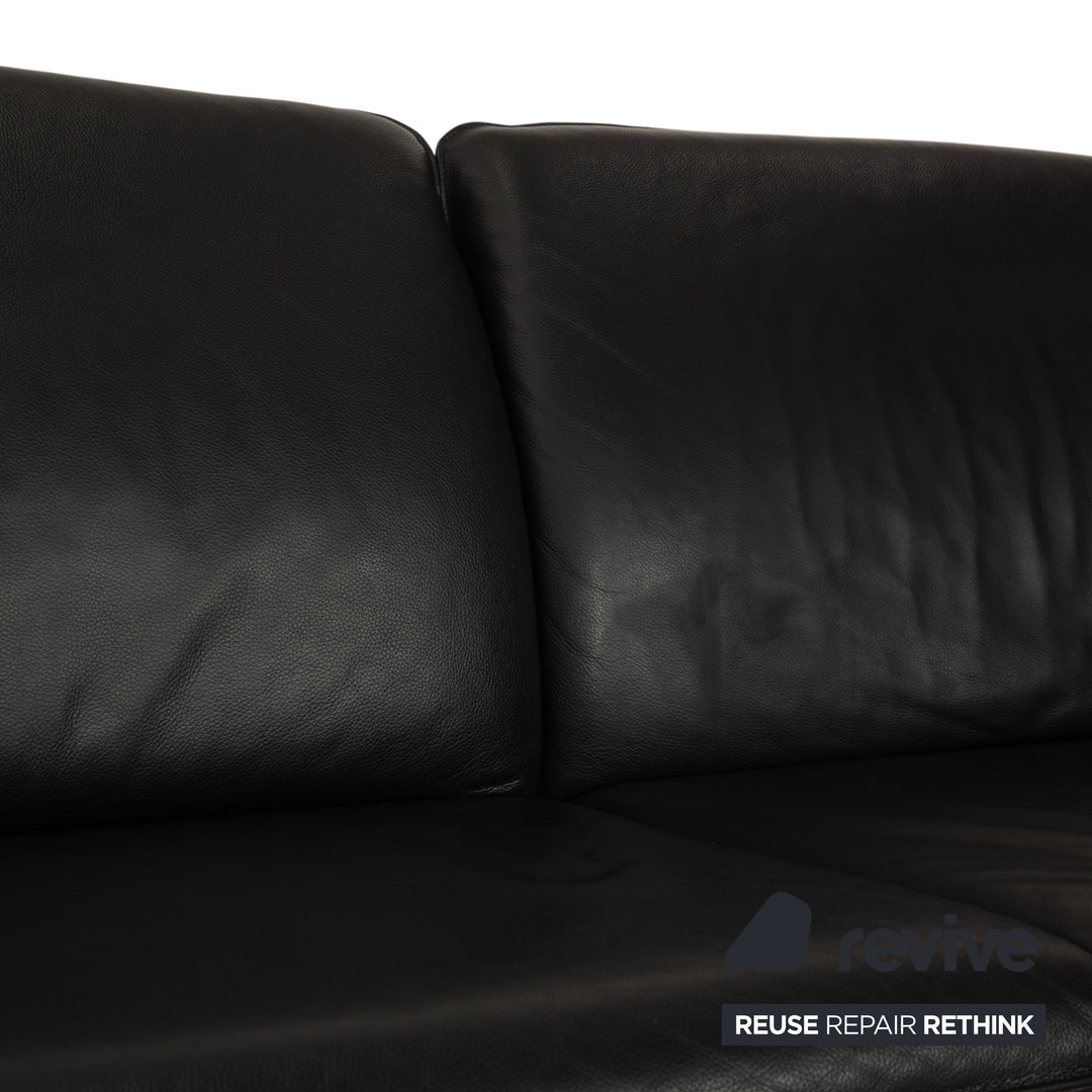 Laauser Atlanta Leder Dreisitzer Schwarz Sofa Couch