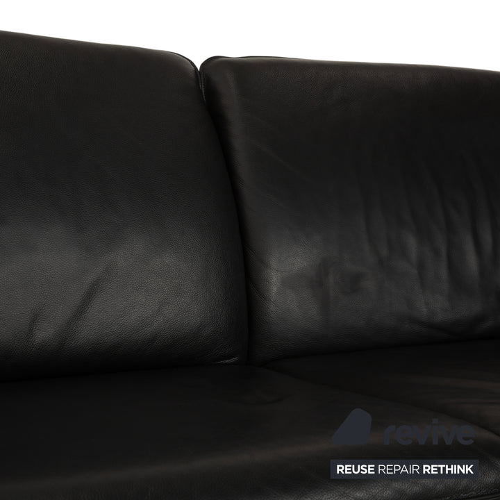 Laauser Atlanta Leder Dreisitzer Schwarz Sofa Couch