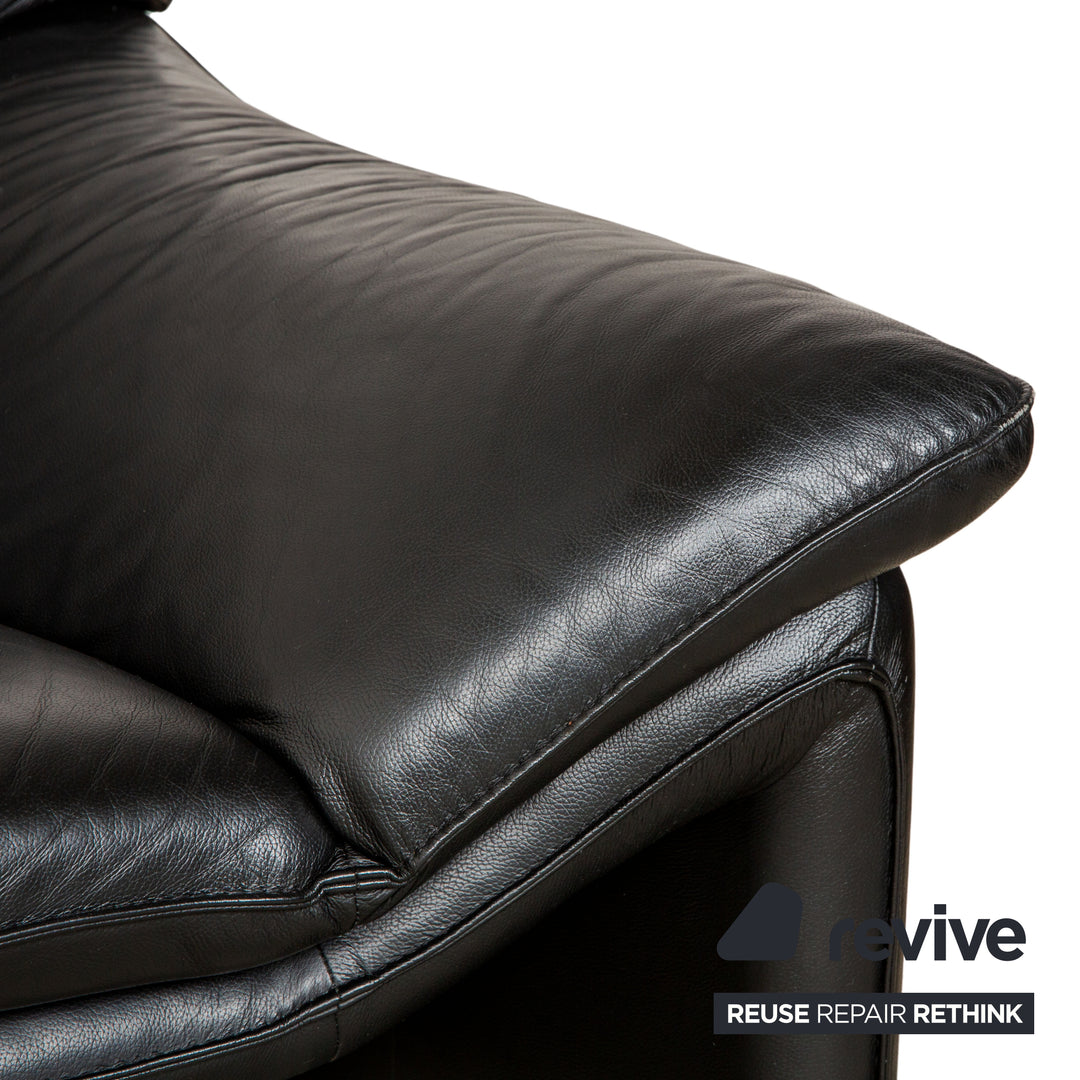 Laauser Atlanta Leder Dreisitzer Schwarz Sofa Couch