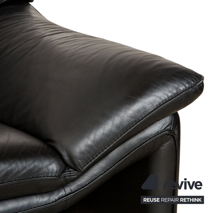 Laauser Atlanta Leder Dreisitzer Schwarz Sofa Couch