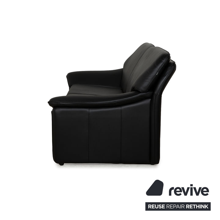 Laauser Atlanta Leather Three-Seater Black Sofa Couch