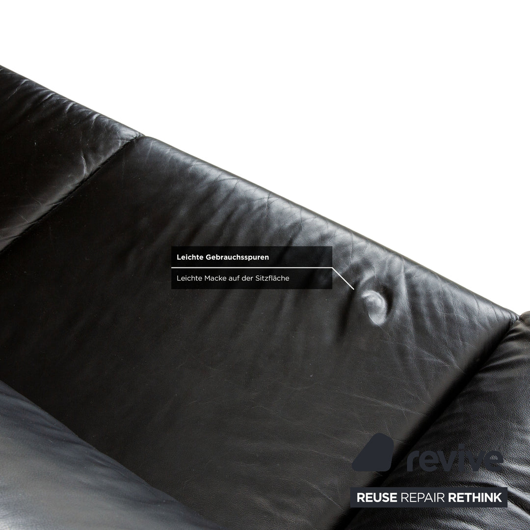 Laauser Atlanta Leder Dreisitzer Schwarz Sofa Couch