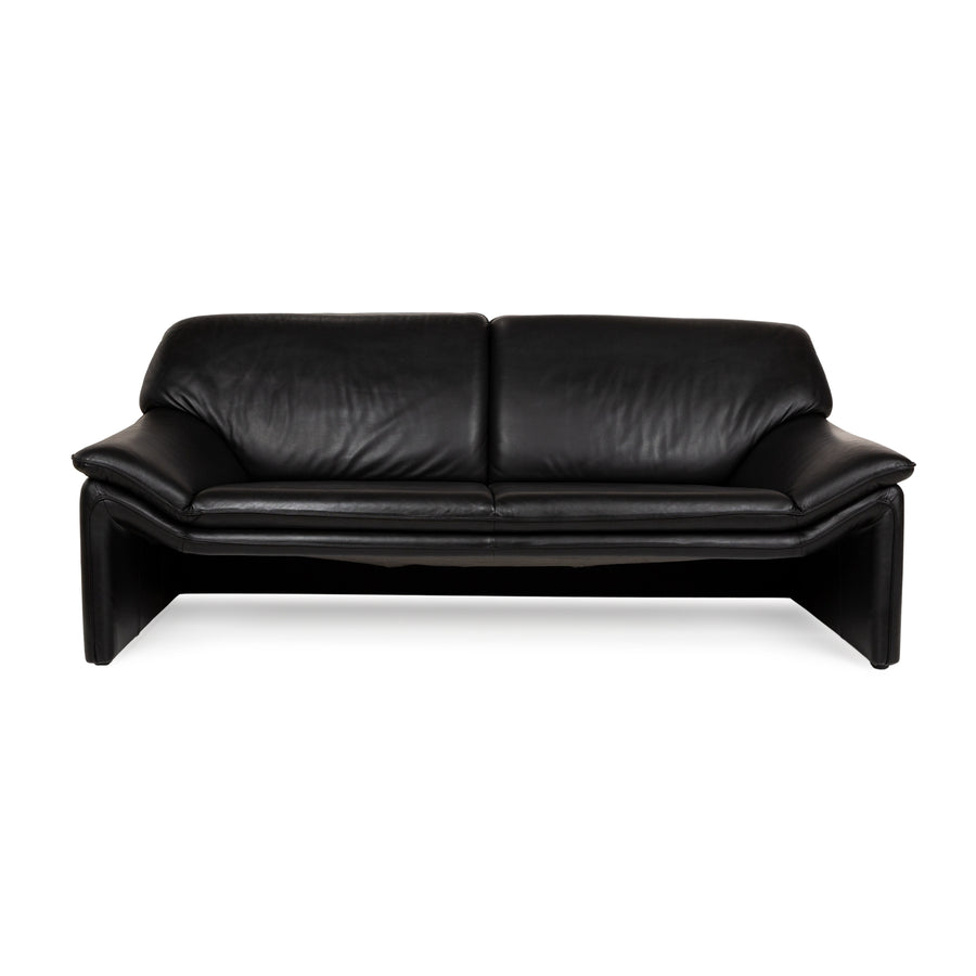 Laauser Atlanta Leather Three Seater Black Sofa Couch