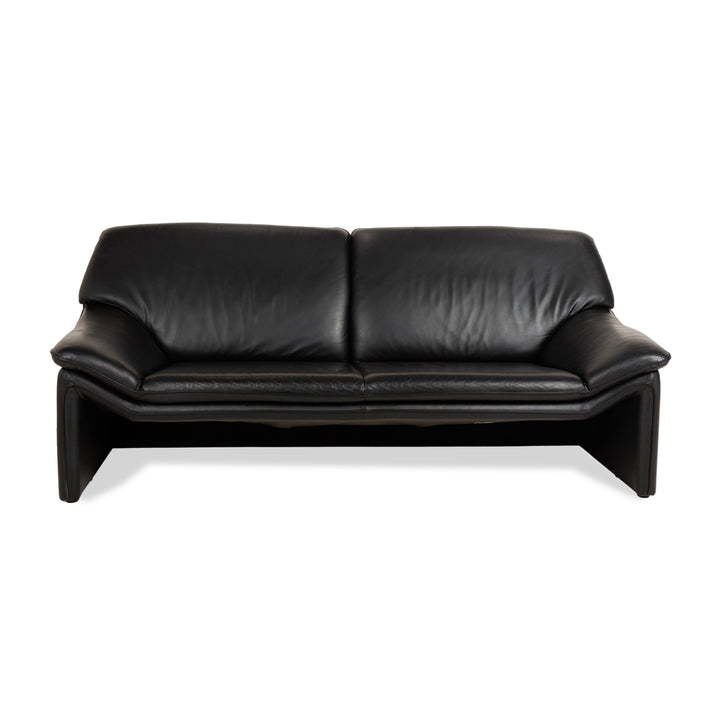 Laauser Atlanta Leather Three Seater Black Sofa Couch