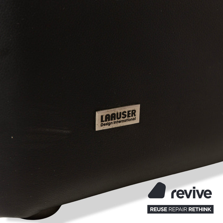 Laauser Atlanta Leather Three Seater Black Sofa Couch