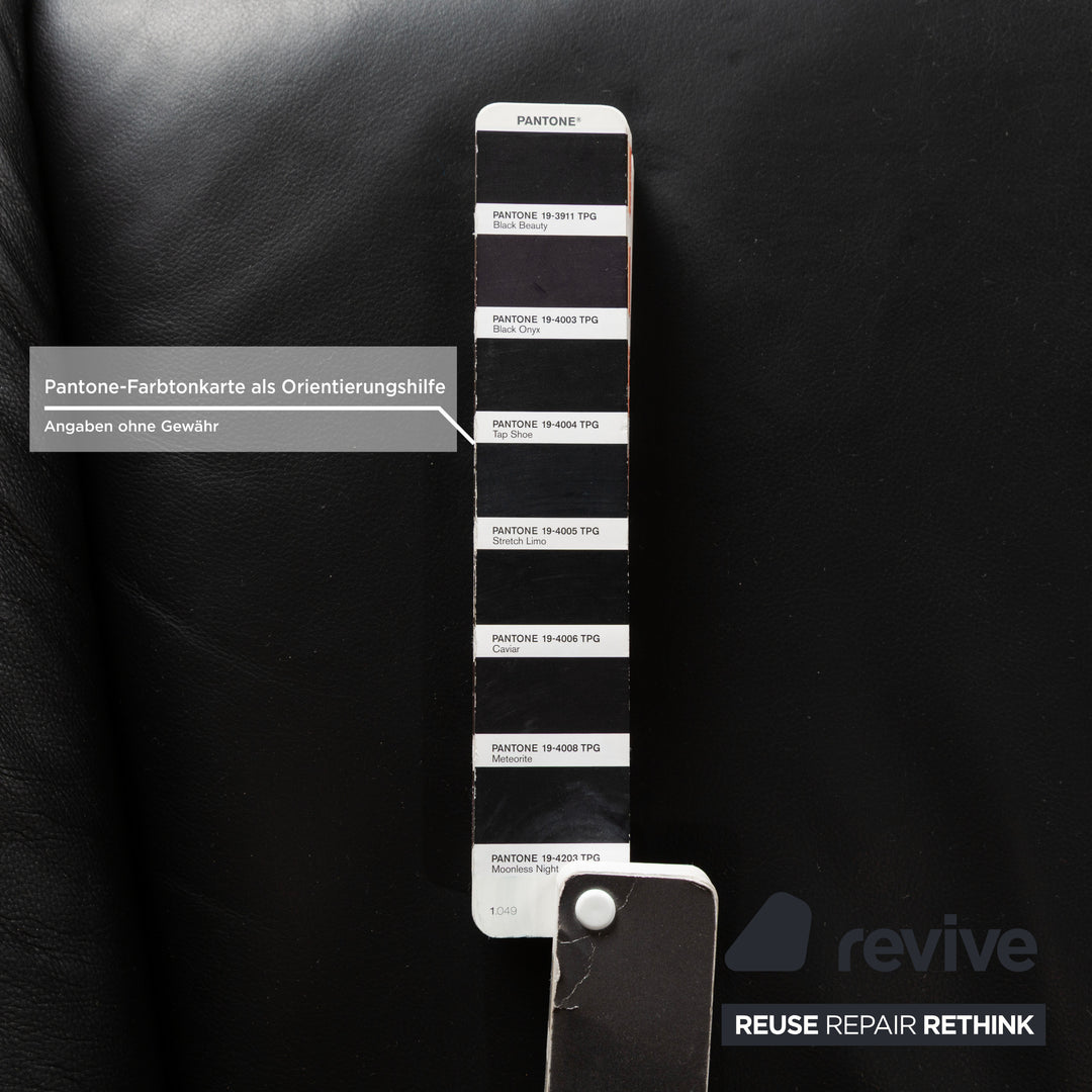 Laauser Atlanta Leather Three Seater Black Sofa Couch