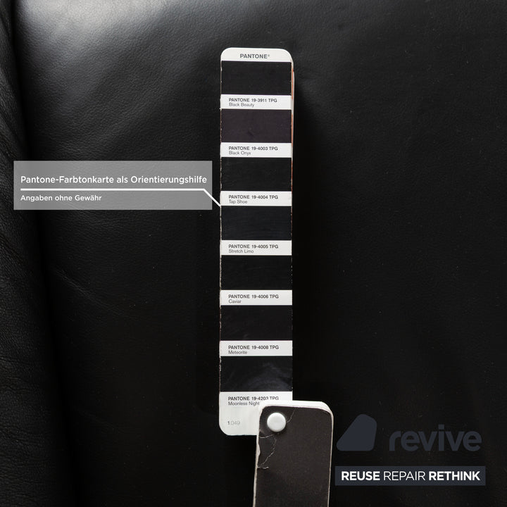 Laauser Atlanta Leather Three Seater Black Sofa Couch