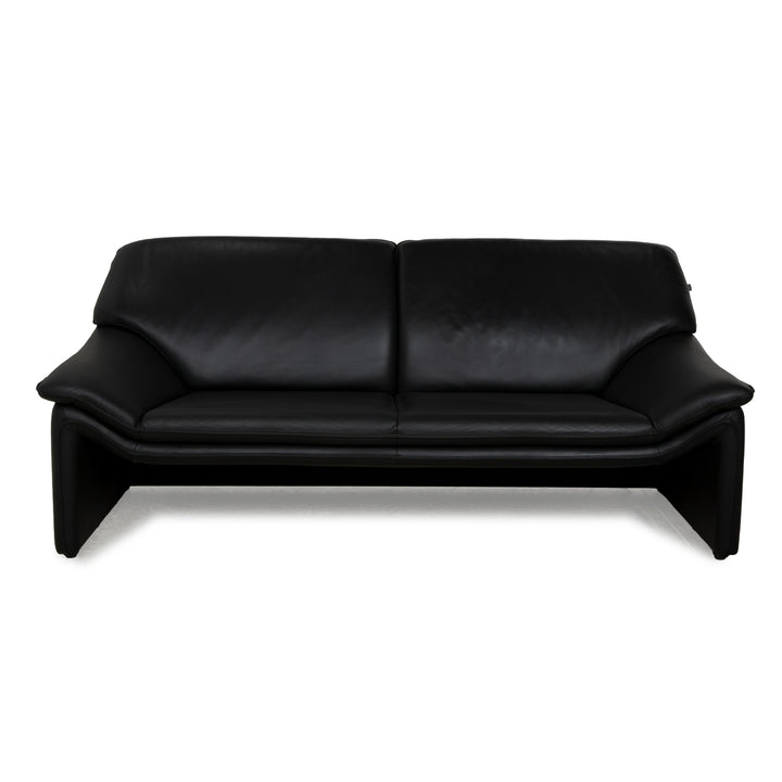 Laauser Atlanta Leather Three-Seater Black Sofa Couch