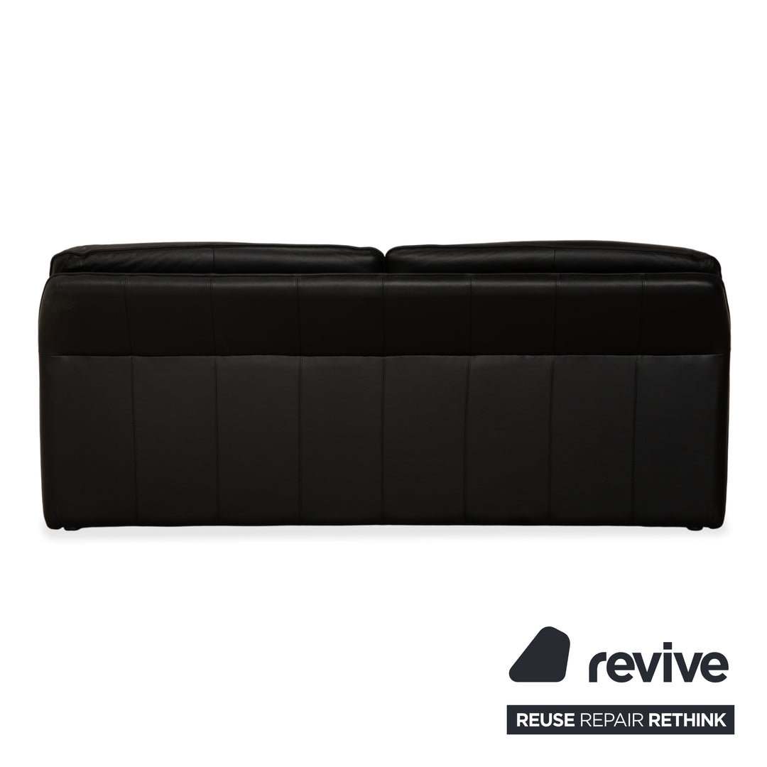 Laauser Atlanta Leder Dreisitzer Schwarz Sofa Couch