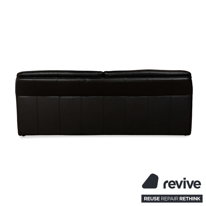 Laauser Atlanta Leather Three Seater Black Sofa Couch