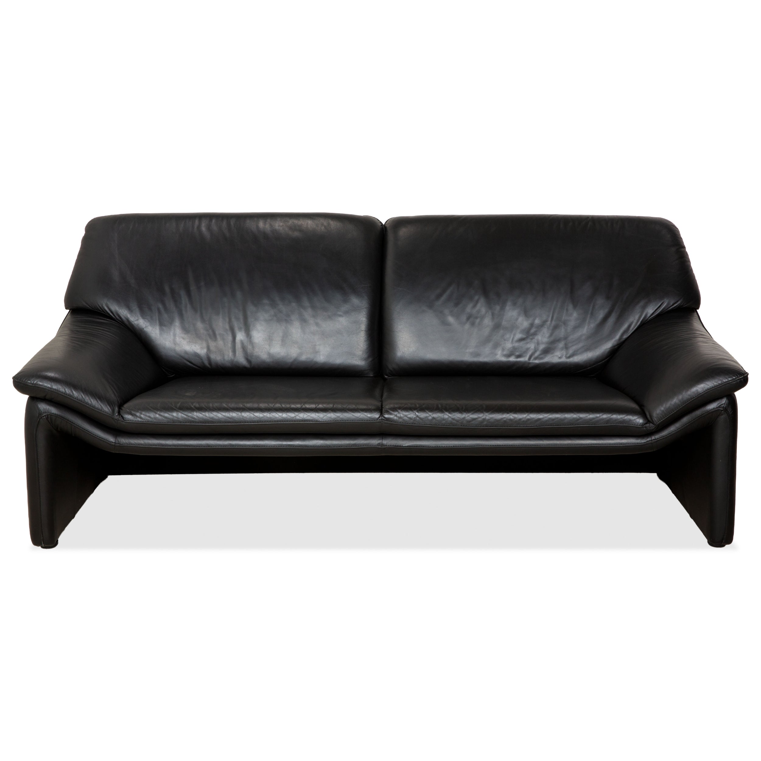 Laauser Atlanta Leather Three Seater Black Sofa Couch