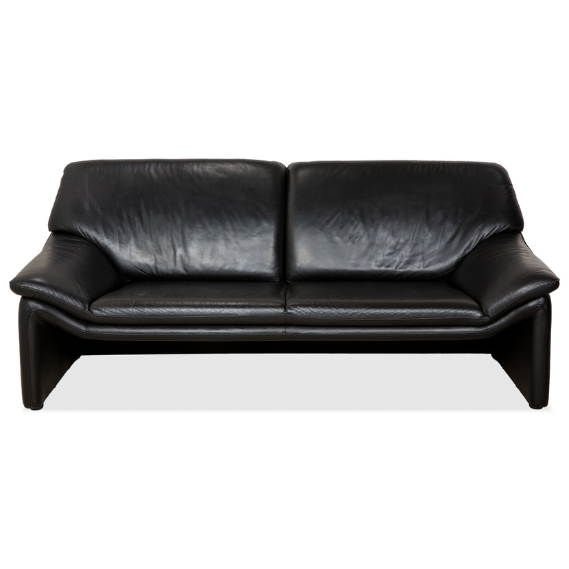 Laauser Atlanta Leather Three Seater Black Sofa Couch