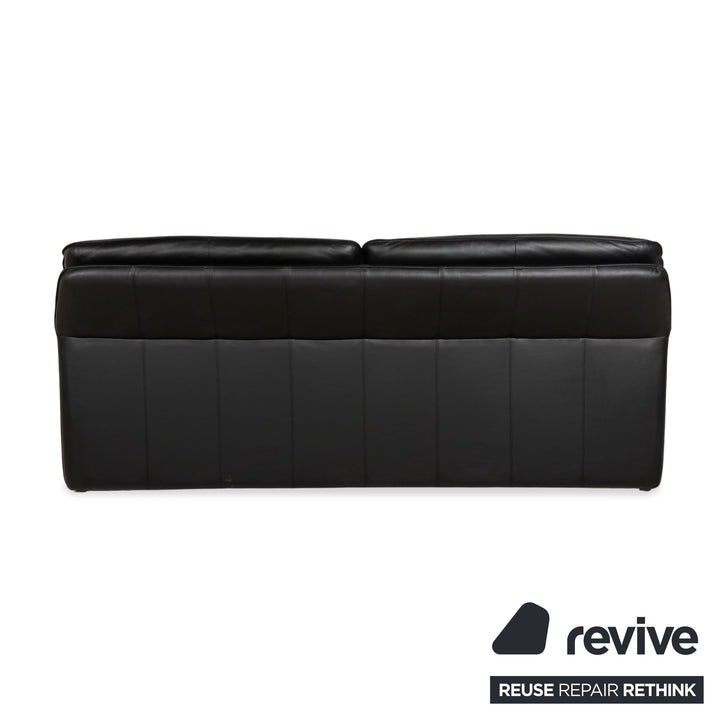 Laauser Atlanta Leather Three Seater Black Sofa Couch