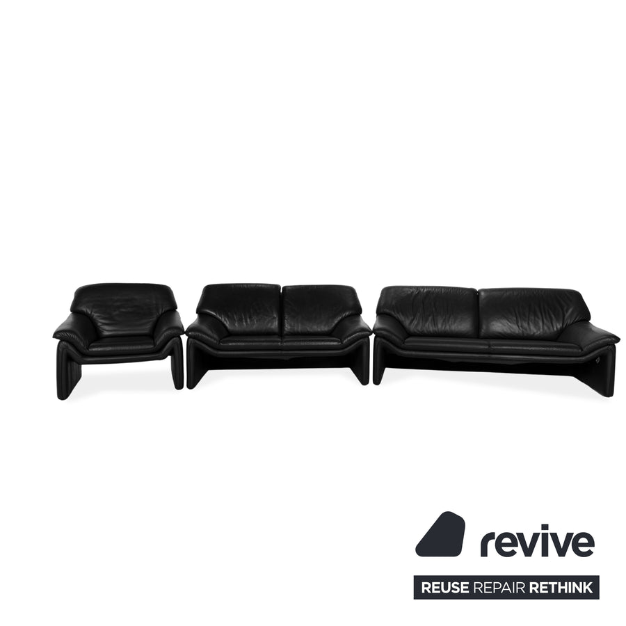 Laauser Atlanta Leder Dreisitzer Zweisitzer Sessel Schwarz Sofa Couch