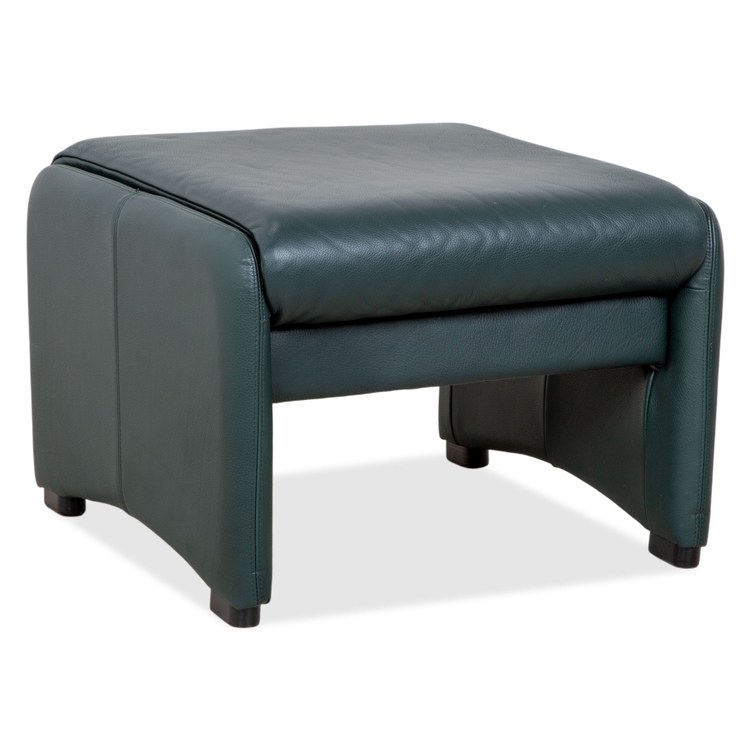 Laauser Atlanta Leather Stool Green Dark Green Petrol