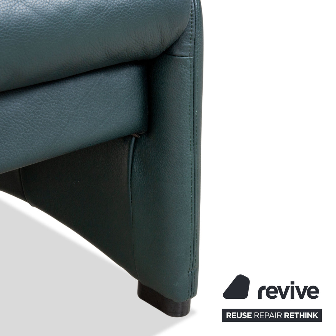 Laauser Atlanta Leder Hocker Grün Dunkelgrün Petrol