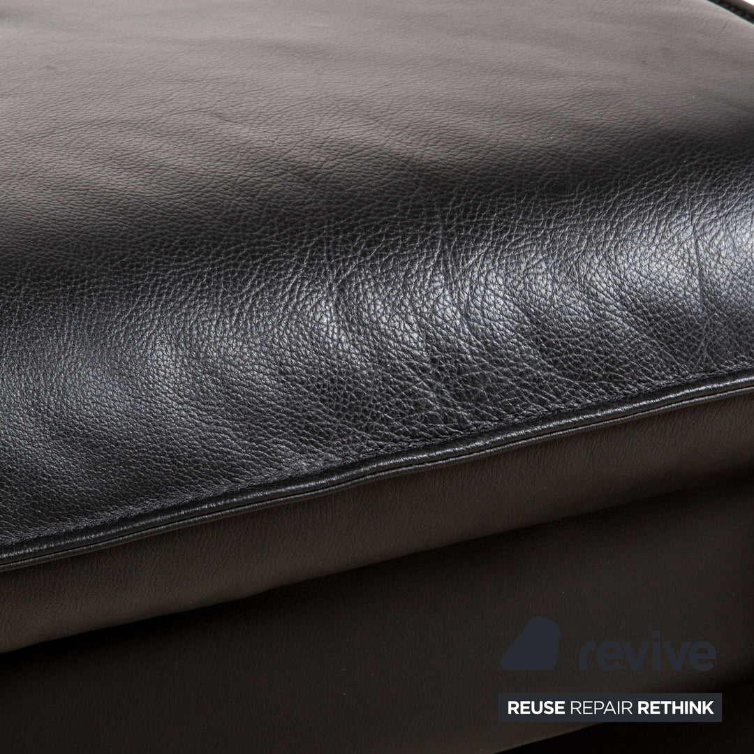 Laauser Atlanta Leder Hocker Schwarz Couch