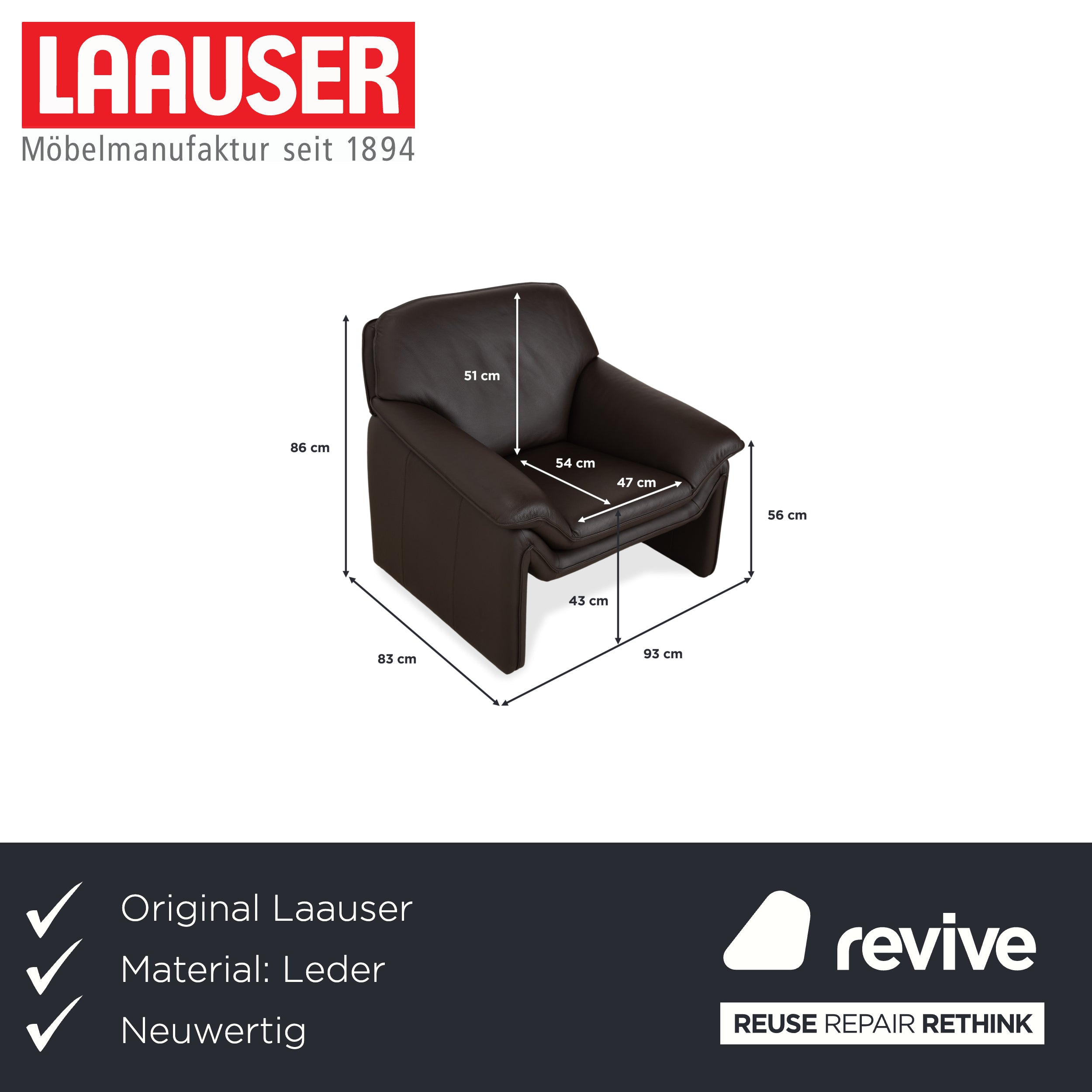 Lauuser Atlanta Leather Armchair Brown